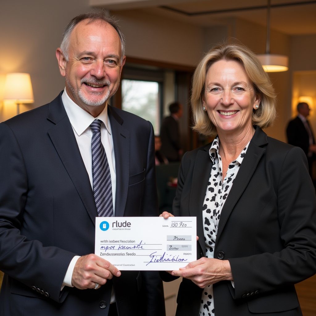 Gemeente deelt cheque van 9257 euro uit tijdens nieuwjaarsreceptie