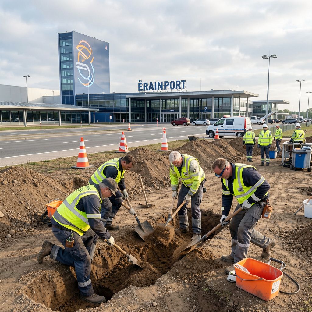 Forensisch team graaft bij Eindhoven Airport om onbekende reden
