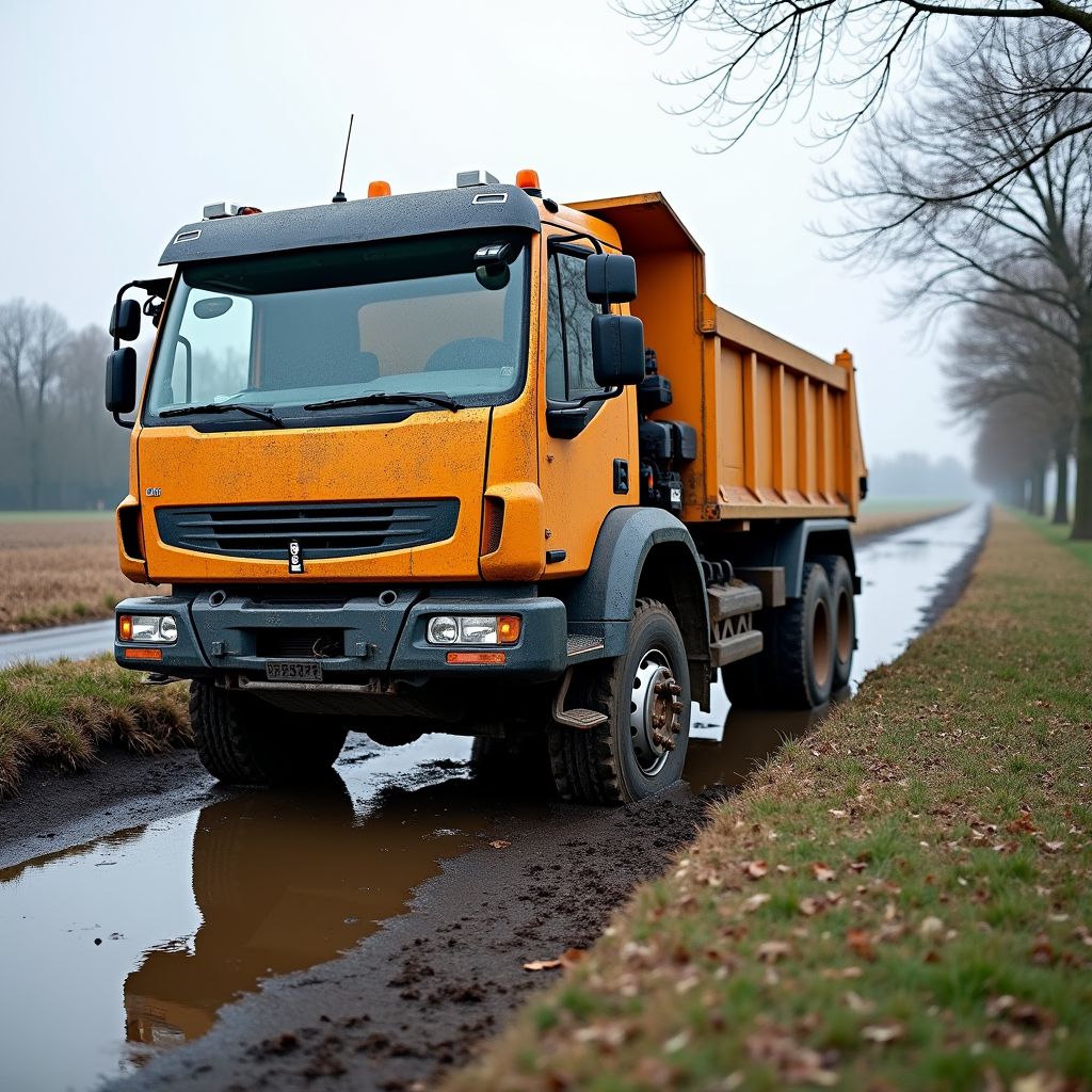 Drugscriminelen laten bakwagen achter na vastlopen in modder