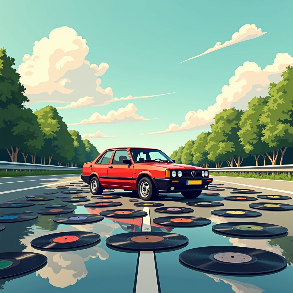 Vinyl platen vliegen over snelweg na botsing A67