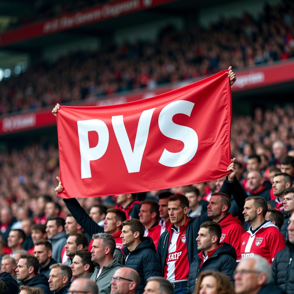 PSV-fans hangen mysterieus 'PVS' spandoek op voor Bosz