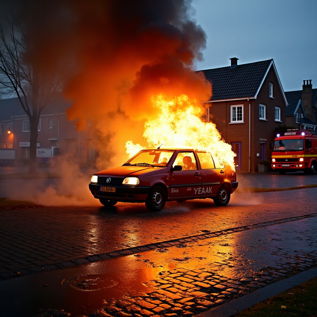 Auto vliegt in brand op Zebrakever Son en Breugel