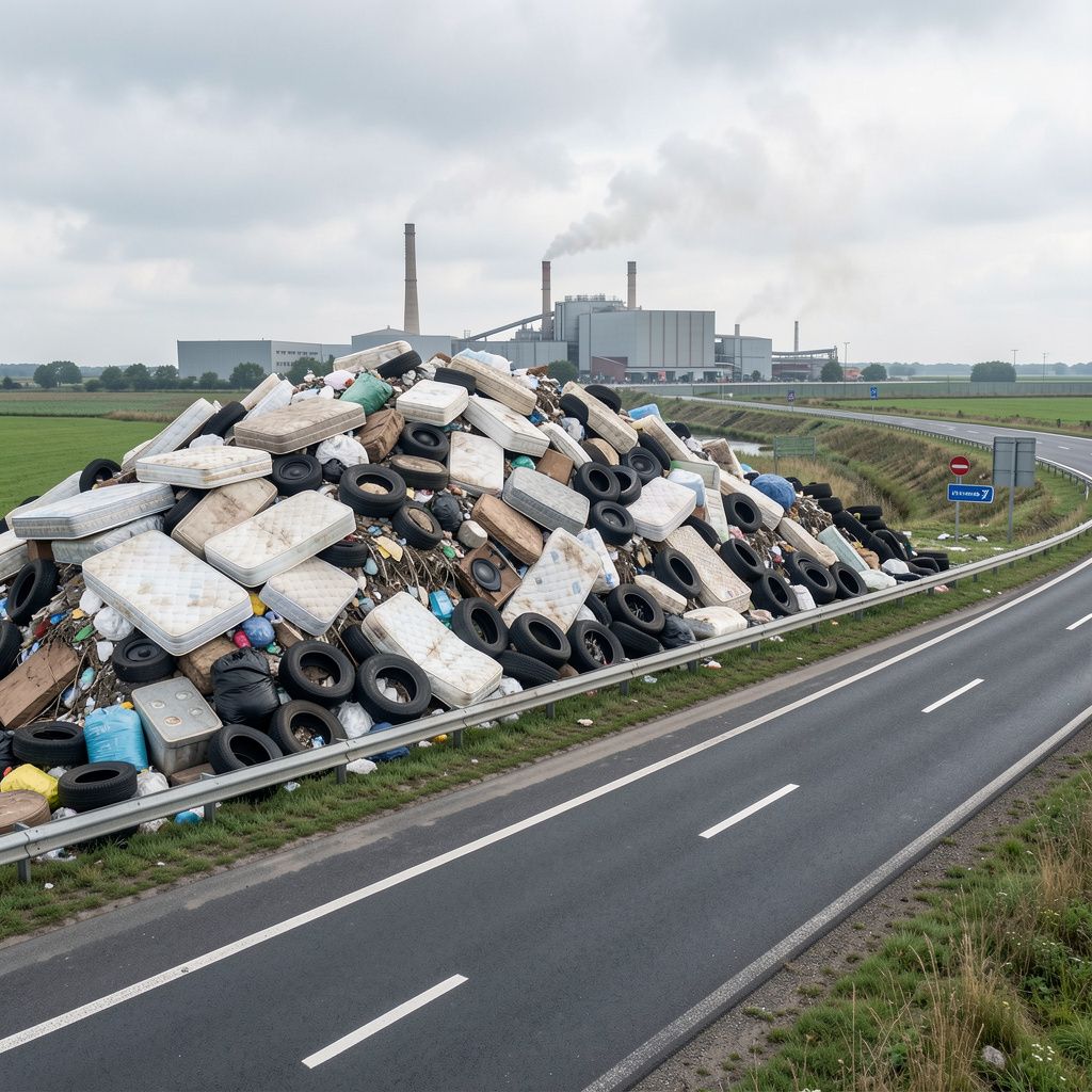Afvalberg bij A67 zo groot dat automobilisten hem zien