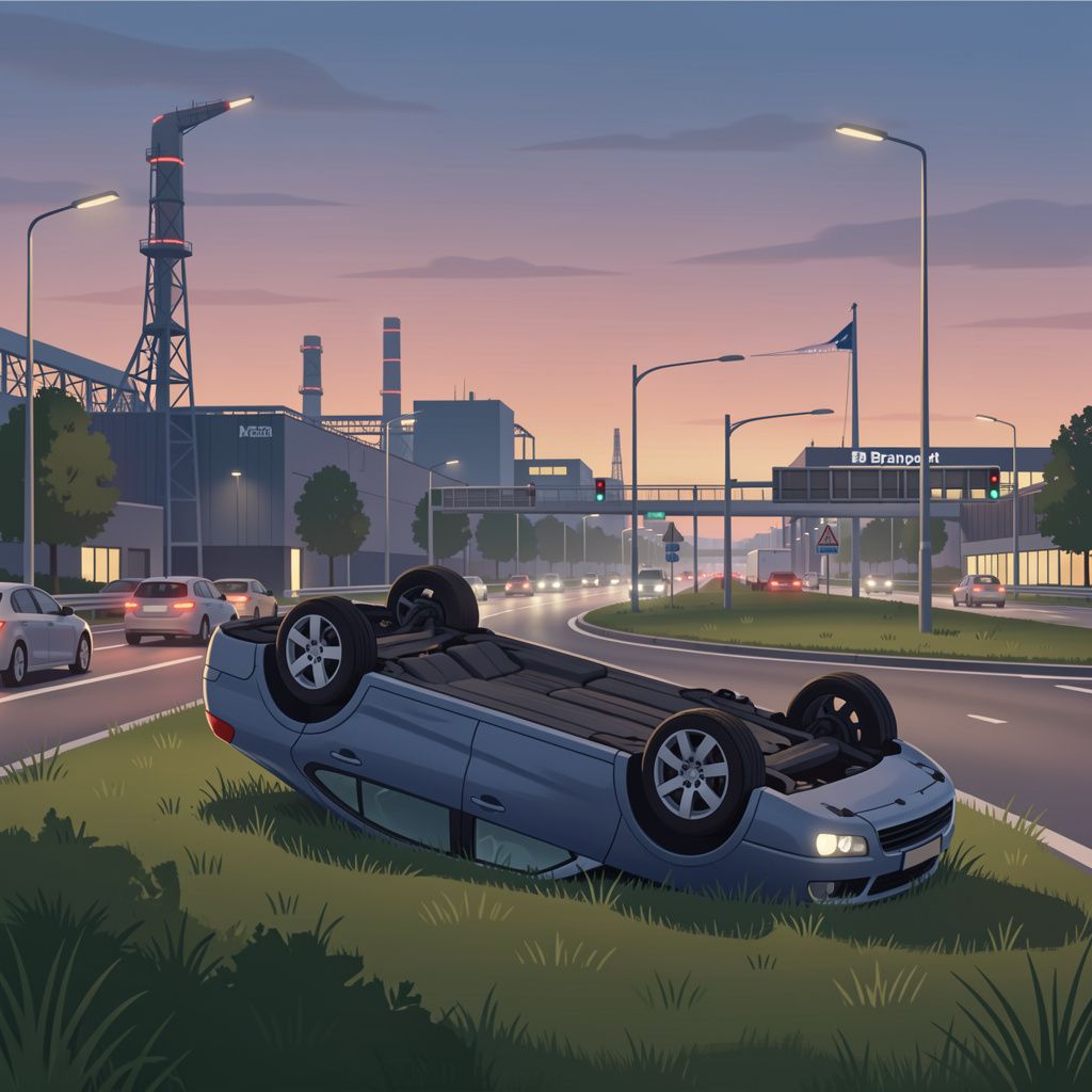 Auto kantelt in de berm bij drukke Berenkuil in Eindhoven