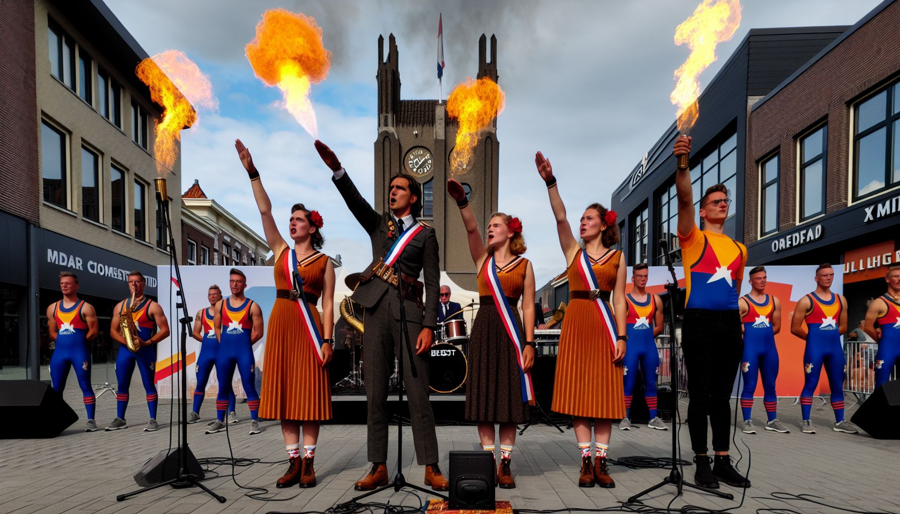 Vluchtige artiesten en vlammen markeren Bevrijdingsdag vieren in Best