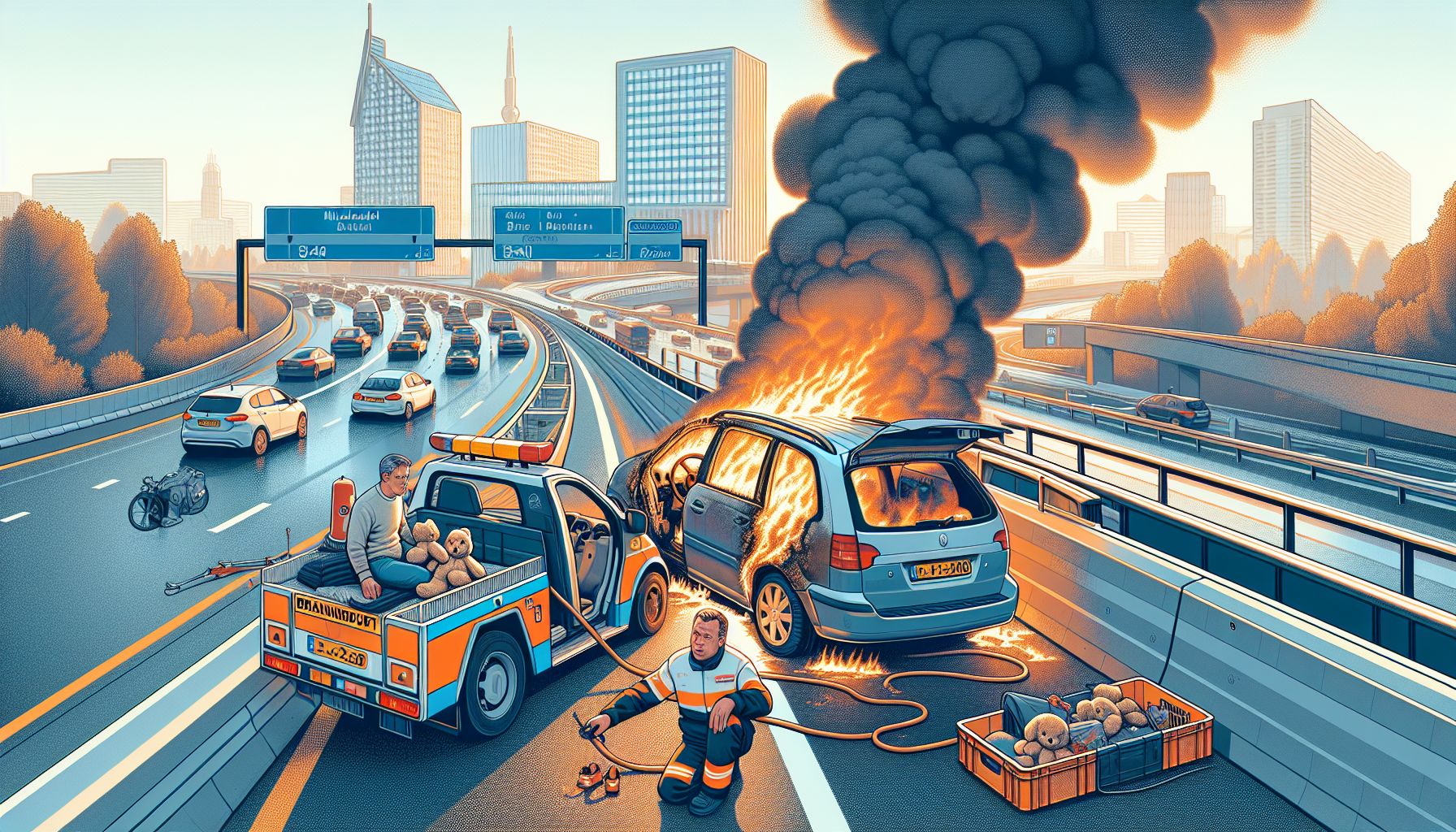 Auto brandt volledig uit na pech op A50 bij Nijnsel