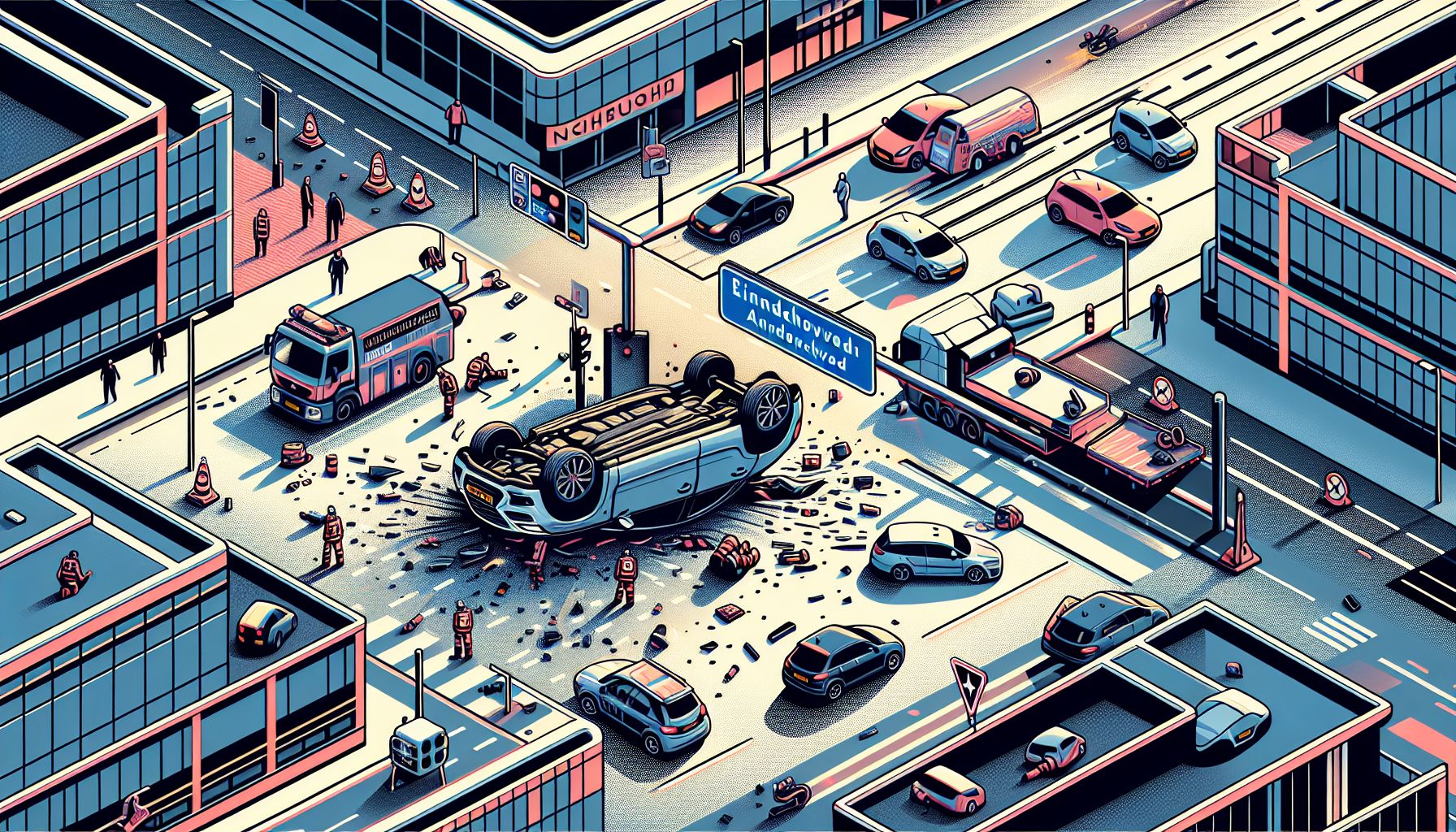 Auto Met Gezin Over De Kop Na Botsing Eindhoven