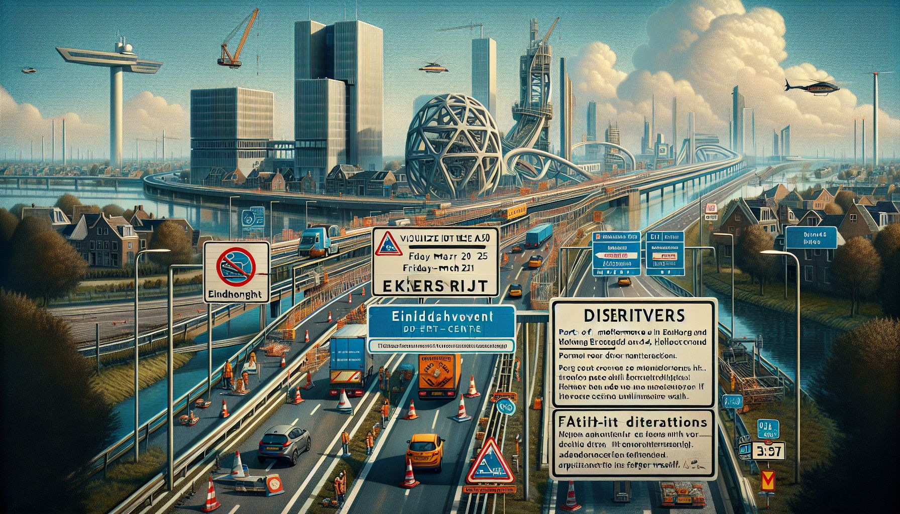 A50 afgesloten bij knooppunt Ekkersrijt vanaf 21 maart