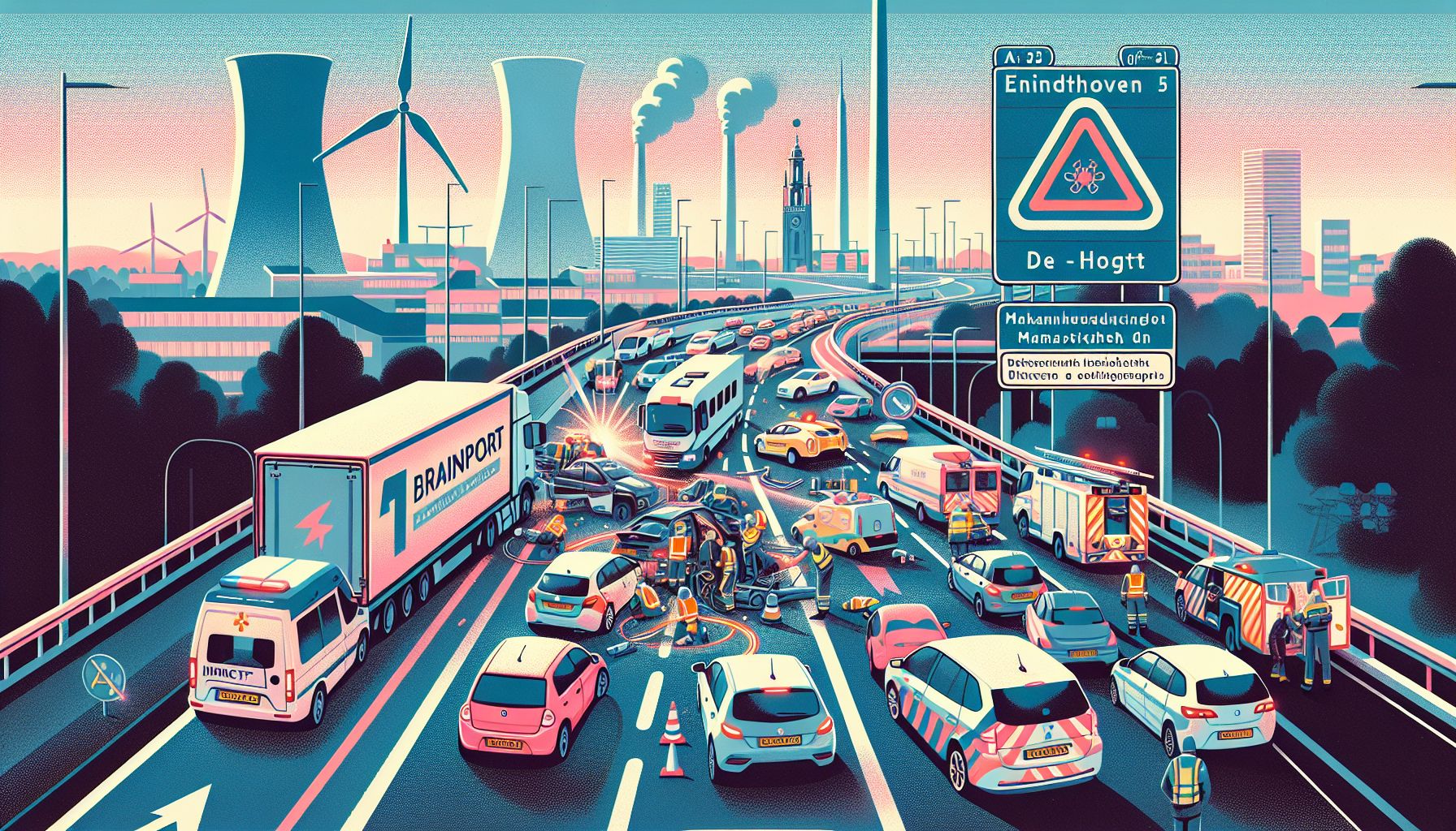 Verkeerschaos op A2 Eindhoven door ongeval met vijf voertuigen