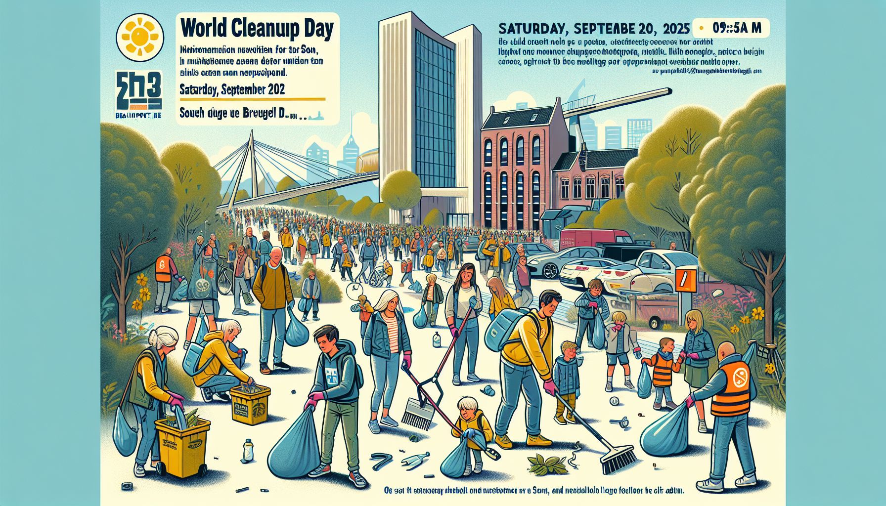 Son en Breugel maken samen schoon op World Cleanup Day