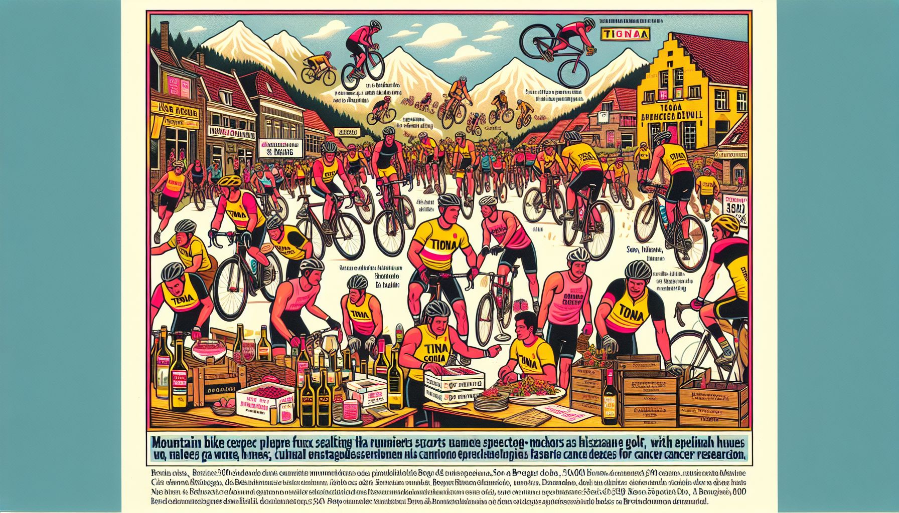 mountainbikers son en breugel zamelen in voor kankeronderzoek