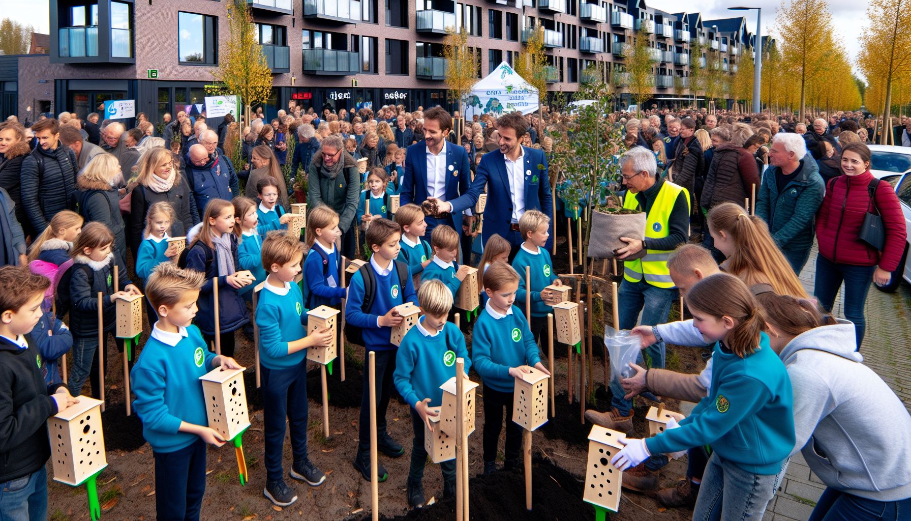 Basisschoolleerlingen Waalre Planten 750 Bomen op Boomfeestdag