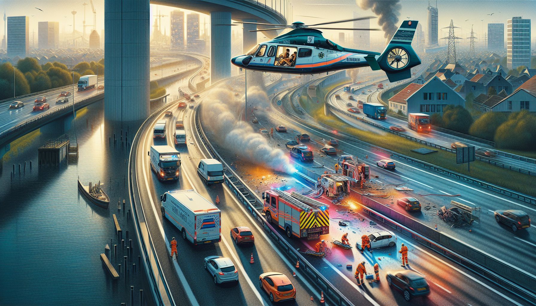 Traumahelikopter Schiet Te Hulp Bij Ongeval Op A50