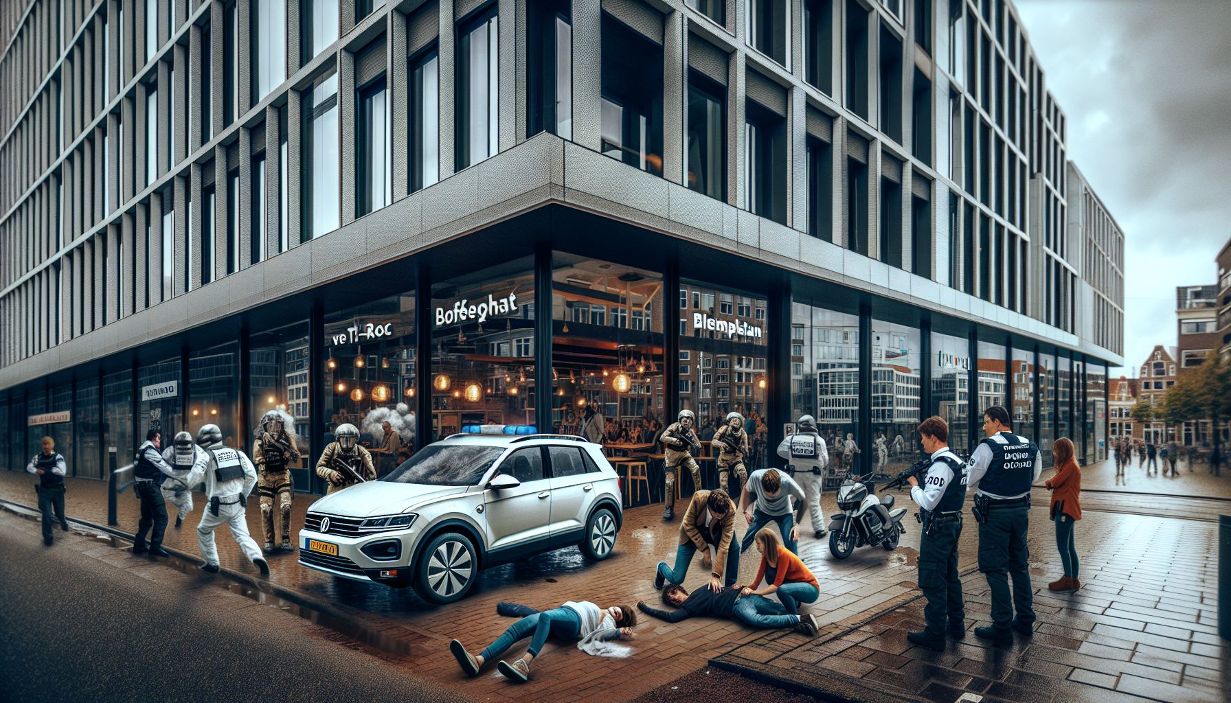automobilist rijdt in op groep coffeeshopbezoekers in Eindhoven