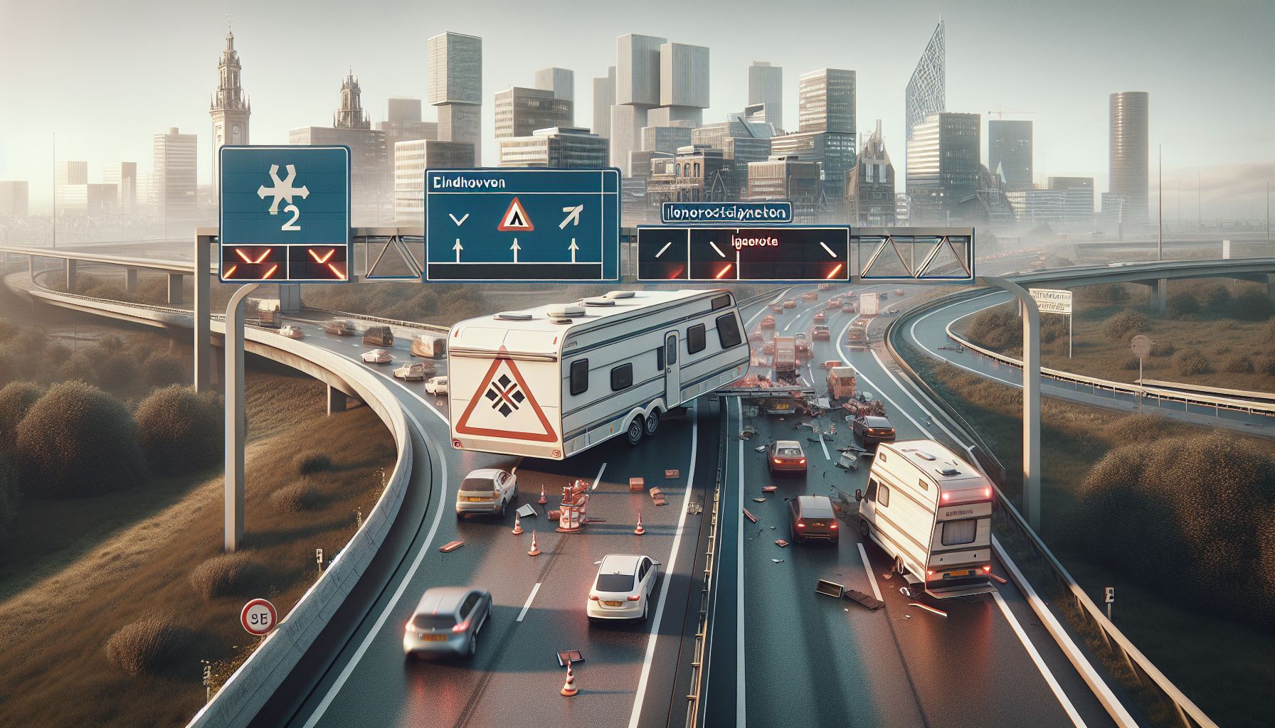 A2 Heropend na Caravanongeluk bij Eindhoven