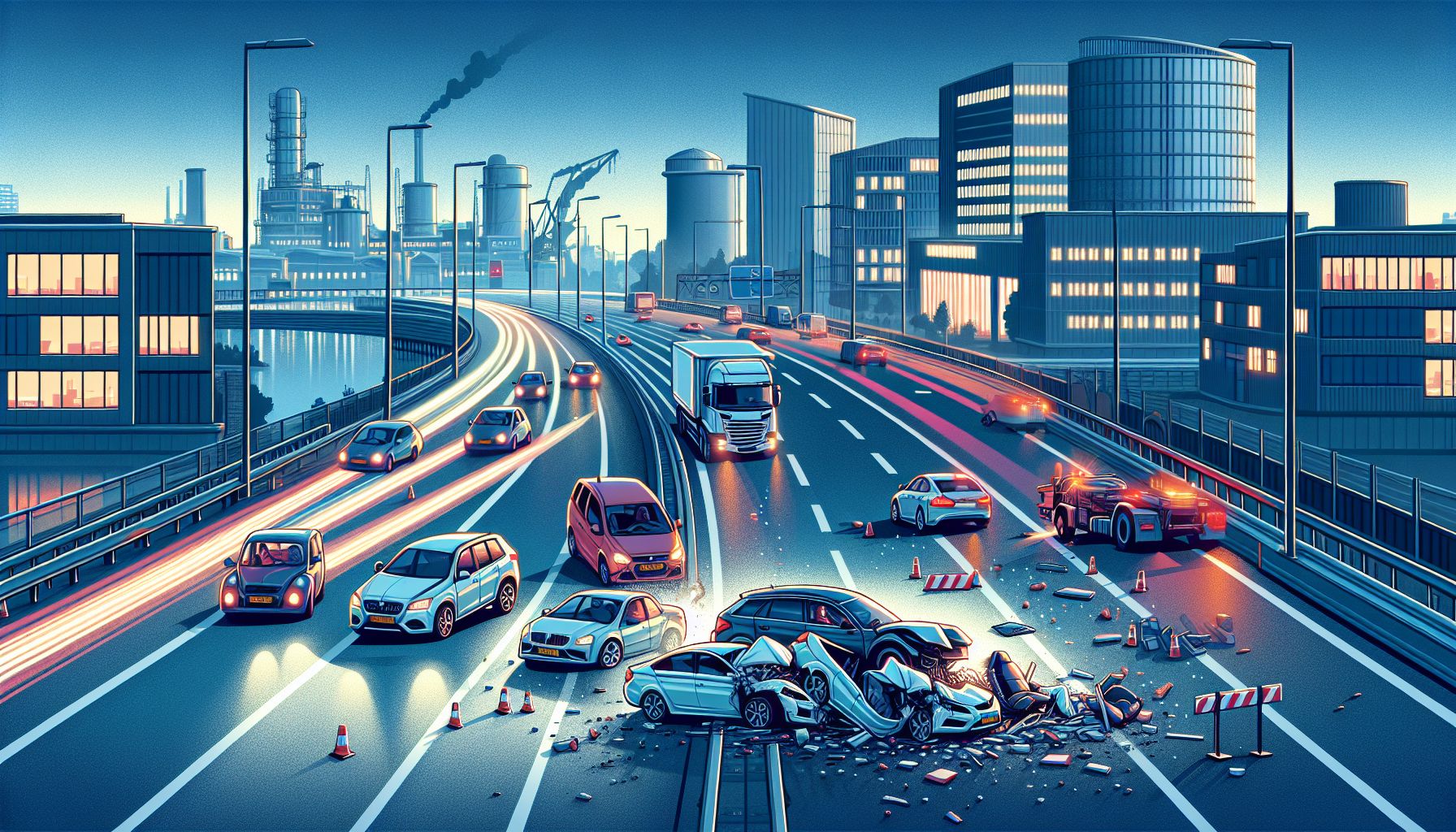 vijf auto's botsen op A2 bij Eindhoven en veroorzaken file